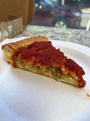 Vegan cheese, vegan sausage deep dish. Incredible   at Sarpino's Pizzeria - W Diversey Pkwy in Chicago