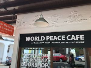 Store front at World Peace Cafe in Central Singapore