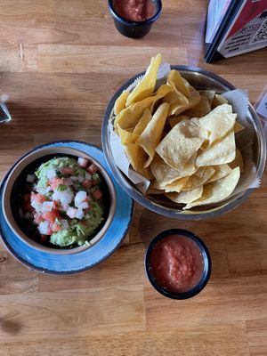 Guacamole with chips & salsa  at Dos Bandidos in Broken Arrow