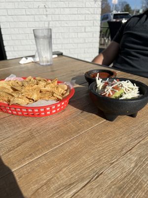 Chips, salsa, and guacamole topped with vegan cheese  #Veganuary at Rcasa Tex-Mex Restaurant in Columbia