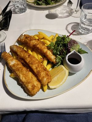 Vegan fish and chips  at Doyles on the Beach in Watsons Bay