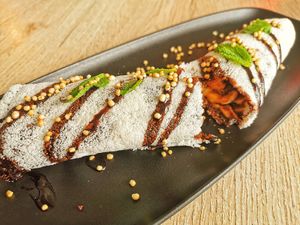 Postre vegano at El Curry Verde in Hondarribia