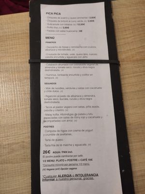 Menu 31.08.25 at El Curry Verde in Hondarribia