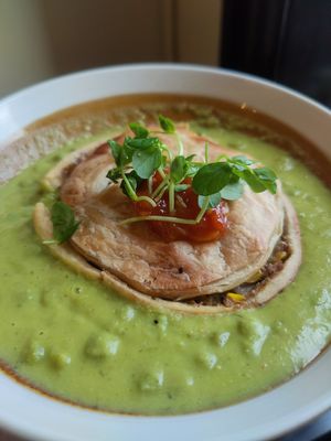 Lentil Pie Floater at Curiositeas Tea Room in Adelaide