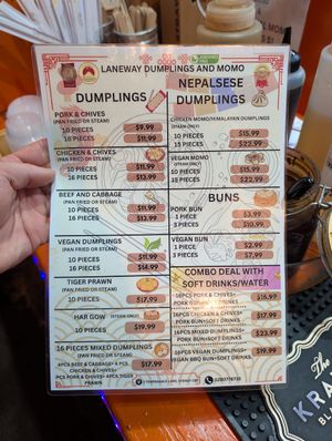 Great cheap well signed vegan options at Laneway Dumplings and Momo in Sydney