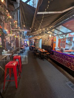Great Litt vibrant laneway at Laneway Dumplings and Momo in Sydney