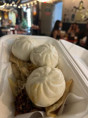 Vegan dumplings and buns.   at Laneway Dumplings and Momo in Sydney