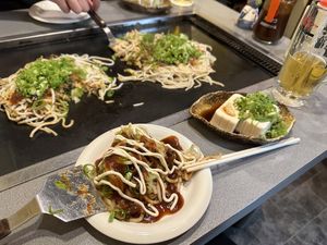 Vegan Okonomiyaki with silk tofu  at Jirokichi - / 次郎吉 in Hiroshima