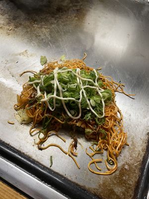 Vegan Okonomiyaki with extra vegan mayo   at Jirokichi - / 次郎吉 in Hiroshima