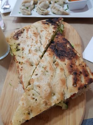 Pesto focaccia at Mundo Vegan in Barcelona