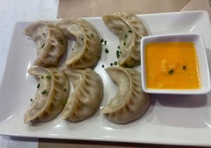 Dumplings starter  at Mundo Vegan in Barcelona