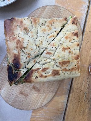 Focaccia with pesto 😋   at Mundo Vegan in Barcelona