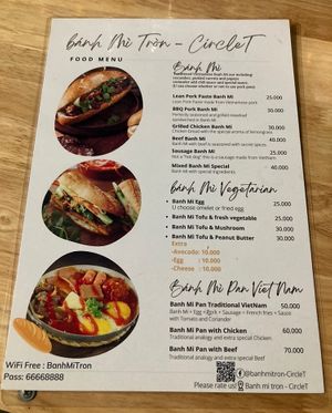 Menu  at Bahn Mi Tron - CircleT in Ninh Binh