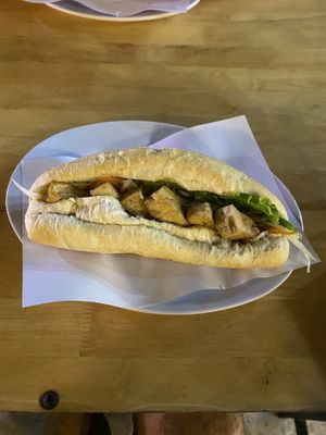 Vegetables and tofu Banh mi, the best we had in Vietnam  at Bahn Mi Tron - CircleT in Ninh Binh