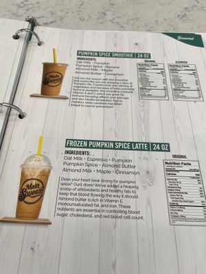 Seasonal drinks   at Main Squeeze Juice Co in Jacksonville Beach