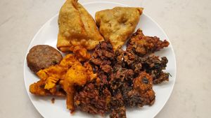 Veg Platter plated at home at Masala Bay in Littleton