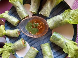 Fresh spring rolls   at The NamKhan in Luang Prabang