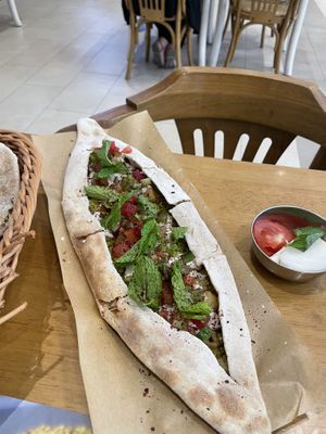 Vegan Falafel manousheh ( you need to specify, without egg wash and brown dough)   at Mama'esh in Dubai