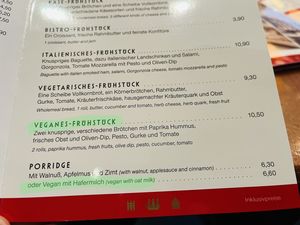 Menu - Vegan Breakfast Options  at Café Niederegger - Stammhaus in Luebeck