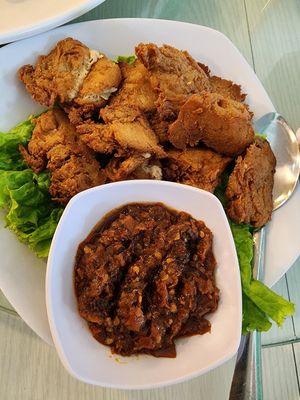 Ayam geprek (saus pisah) at Vegetus Vegetarian - Muara Karang in Jakarta