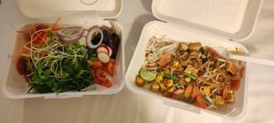 Mixed vegetable salad (150 THB) and Tofu Pad Thai (80 THB) at Chai Thaifood in Phuket