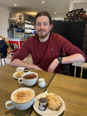 Scones are vegan by default with vegan spread. Vegan milk available for drinks   at Aira Force Tea-room in Watermillock