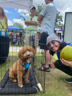 Meeting puppies and drinking fresh coconut water at Vegan Events Orlando in Orlando