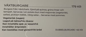 Menu item: Växtburgare - the one hot vegan meal, a pretty tasty burger, offered on the ferry.  at Destination Gotland Ferry in Visby