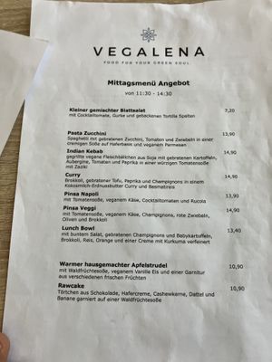 menu from that day (as they change it regularly)  at Vegalena in Stuttgart