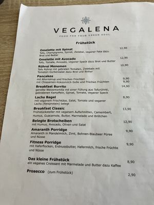 breakfast menu   at Vegalena in Stuttgart