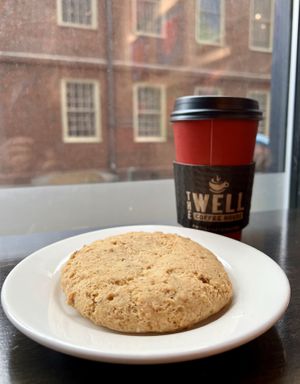Coconut cookie, oat lattee  at The Well Coffee House in Boston