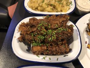 Seitan wings with garlic maple coating. Standout dish    at V Rev Vegan Diner in Manchester
