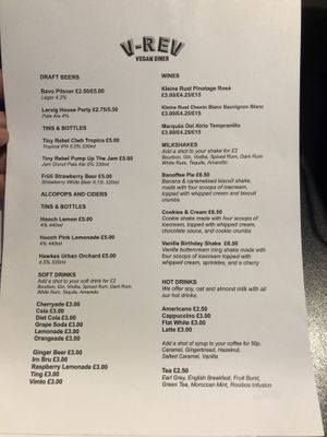 Menu 3 as of Feb 2022  at V Rev Vegan Diner in Manchester