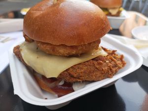 Chicken burger at V Rev Vegan Diner in Manchester