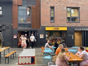 V-REV has indoor and outdoor seating. It seemed VERY popular, especially on sunny days.  at V Rev Vegan Diner in Manchester