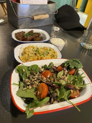 My first visit I had garlic and maple seitan wings, yummy mac n cheese and a side salad. Perfection!  at V Rev Vegan Diner in Manchester