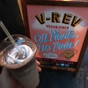 cookies and cream shake to go! at V Rev Vegan Diner in Manchester