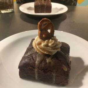 GF salted caramel popcorn brownie  at V Rev Vegan Diner in Manchester