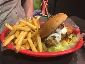 Jerry Zinger chickn burger at V Rev Vegan Diner in Manchester