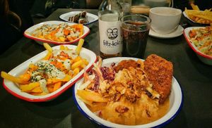 Two Piece Chkn Meal & Buffalo Loaded Fries  at V Rev Vegan Diner in Manchester