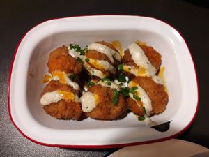 Mac and cheese balls at V Rev Vegan Diner in Manchester