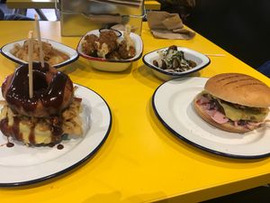 Burgers and Sides at V Rev Vegan Diner in Manchester