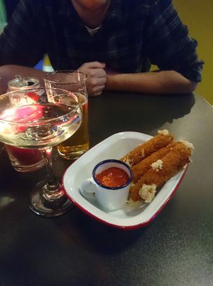 Valentines meal - mozzarella sticks at V Rev Vegan Diner in Manchester