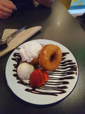 Valentine's meal - donuts and ice cream at V Rev Vegan Diner in Manchester