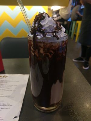 Peanut butter chocolate milkshake. (large - 500ml) at V Rev Vegan Diner in Manchester