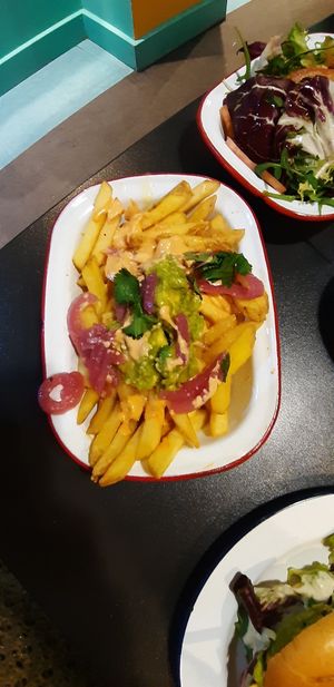 Loaded french fries at V Rev Vegan Diner in Manchester