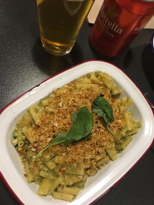 pesto mac n cheese! at V Rev Vegan Diner in Manchester