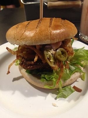 Vegan chicken burger  at V Rev Vegan Diner in Manchester