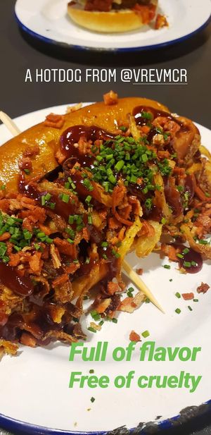 Ranch hot dog ! at V Rev Vegan Diner in Manchester