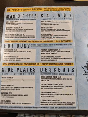 Menu part 1 at V Rev Vegan Diner in Manchester